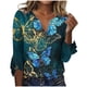 thumbnail image 2 of Ichuanyi liquidación de moda femenina de verano en v-neck 3/4 manga estampada de camiseta casual de camiseta ICHUANYI WER2023081603346, 2 of 5