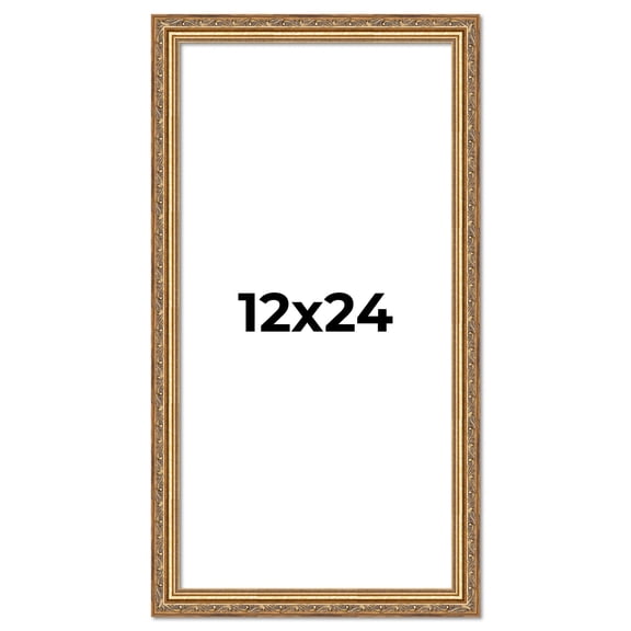 12x24 Frame Gold Solid Wood Picture Frame Width 1.25 Inches | Interior Frame Depth 0.375 Inches |