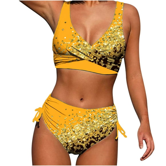 Mefallenssiah Women'S Swimsuits Women'S Sexy Split Bikini Two-Piece Print Beach Swimsuit Swimwear Beachwear Bathing Suits