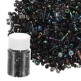 thumbnail image 1 of Uxcell 1200-Pack Mezcla de Cuentas de Semilla de Vidrio, 1-4mm/0.04-0.16 Pulgadas Mini Cuentas de Bugle de Vidrio para DIY Aretes/ Collares/Pulseras/ Fabricación de Joyería [Negro], 1 of 6