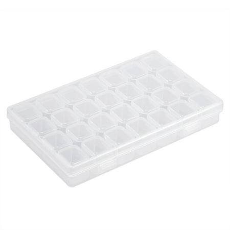 28 Slots Adjustable Plastic Storage Box Nail Art Bead Rings Jewelry Organizer Gems Earrings Container