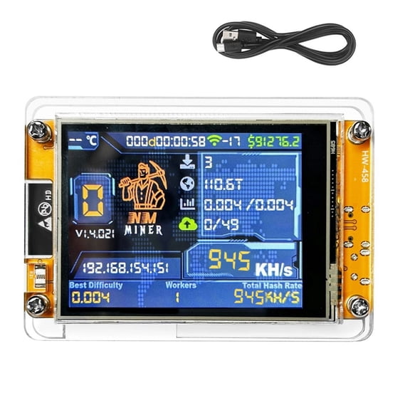 Quaqdae NMMiner NerdMiner Case 945KH/S Harshrate 2.8 Inch Smart Display Bitcoin Crypto Solo Lottery Miner Upgraded NerdMiner