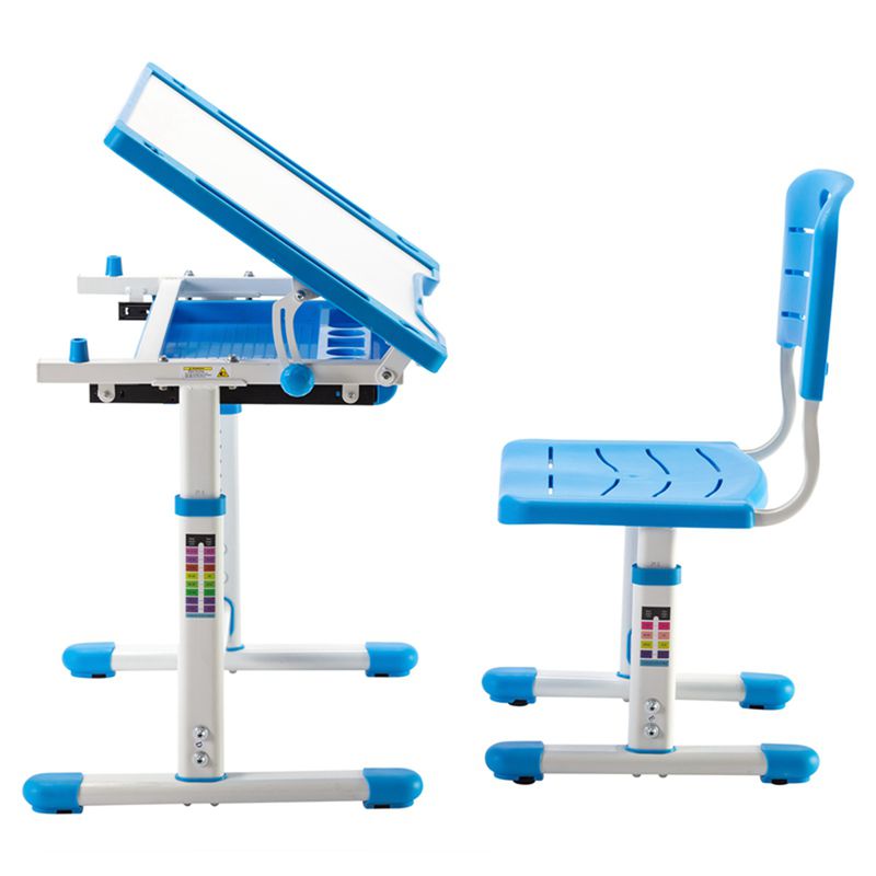 PWFE Kids Desk Chair Set Height Adjustable Study Table with Tilt Desktop and Pull Out Drawer