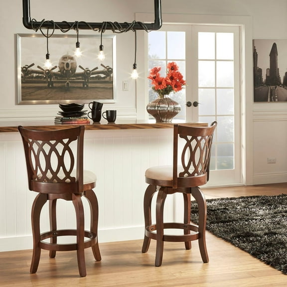 Marion 24" Scroll Back Swivel Stool, Assorted Colors