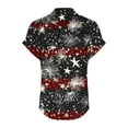 thumbnail image 4 of 4Th of July Women's Linen Independence Day American Flag Floral Print Shirt Casual Button Down Short Sleeve Blouse, 4 of 4