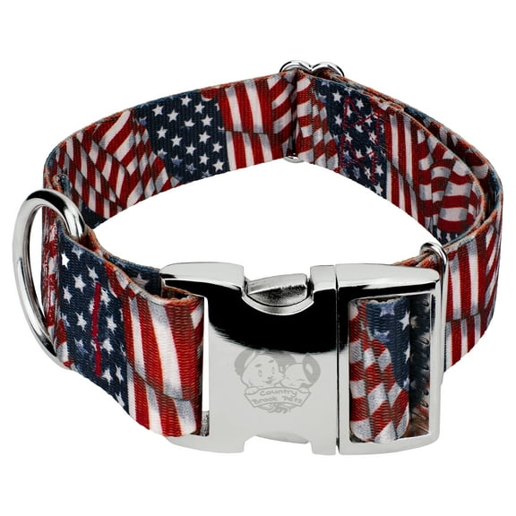 Country Brook Petz® 1 1/2 inch Premium Patriotic Tribute Dog Collar, Large