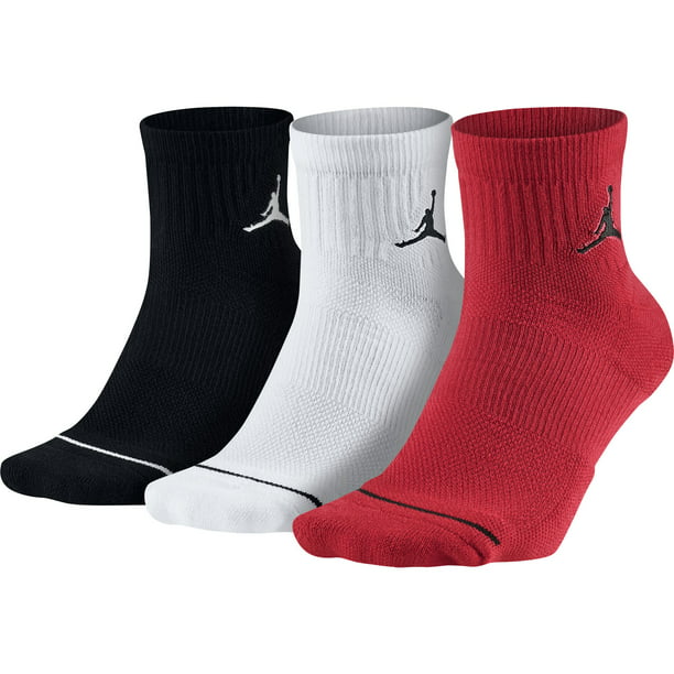 Jordan Jumpman Quarter 3 Pair Men's Socks Black/White/Red sx5544-011 ...