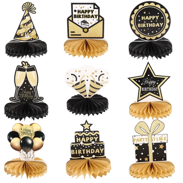 KAKOWELY 9 piezas de decoraciones de papel de panal para fiestas de cumpleaños, adornos creativos para fiestas.