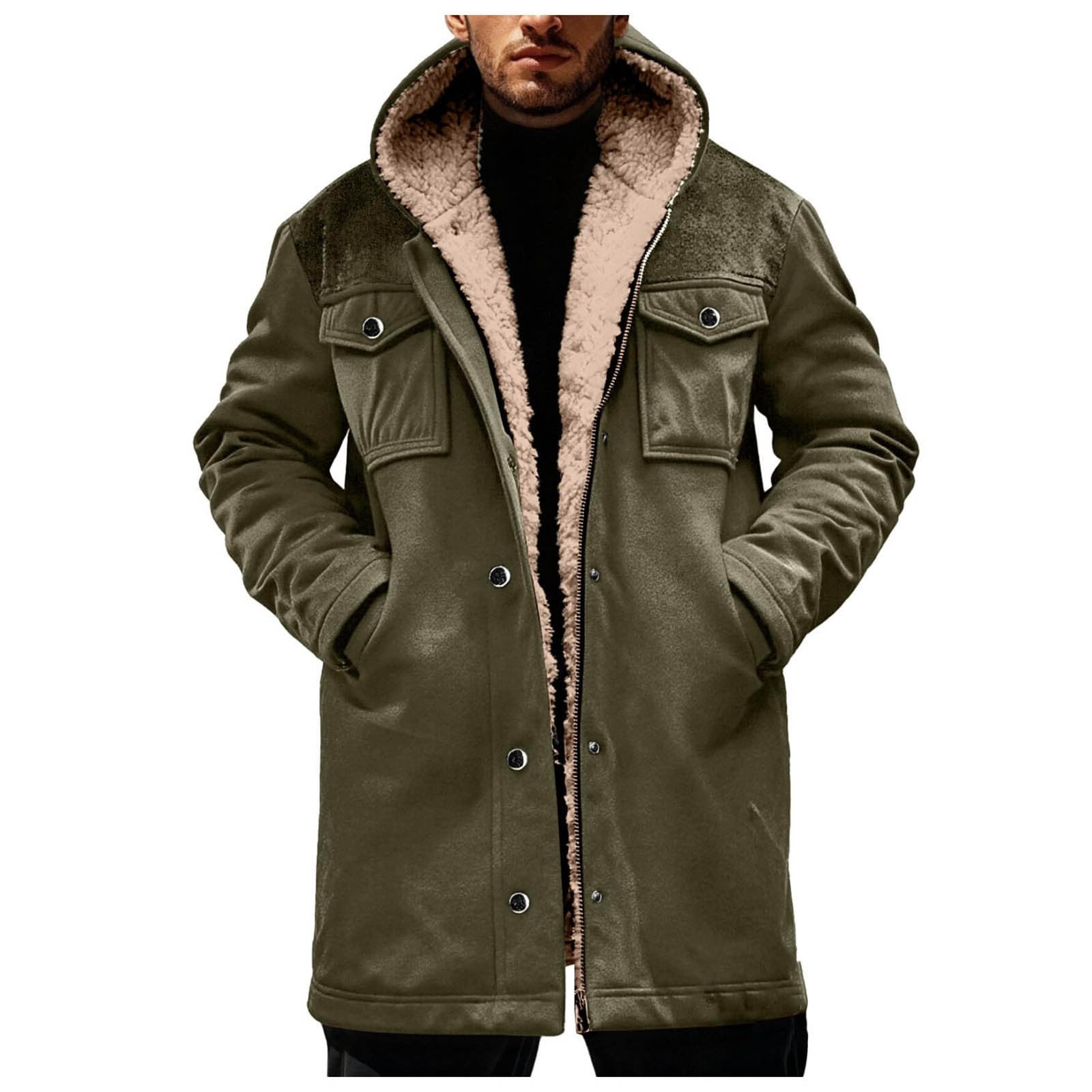 Zedker Trench Coat for Men Western Cowboy Vintage Suede Jacket
