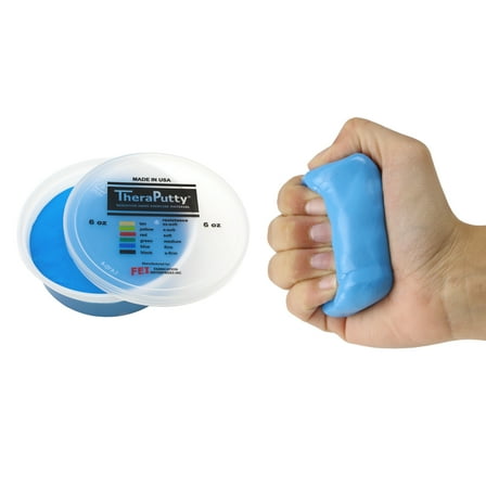 CanDo TheraPutty Standard Hand Exercise Putty For Rehabilitation, Exercises, Hand Therapy, Occupational Therapy, Hand Strengthening, Improve Motor Skills, Stress Relief 6 oz Blue Firm