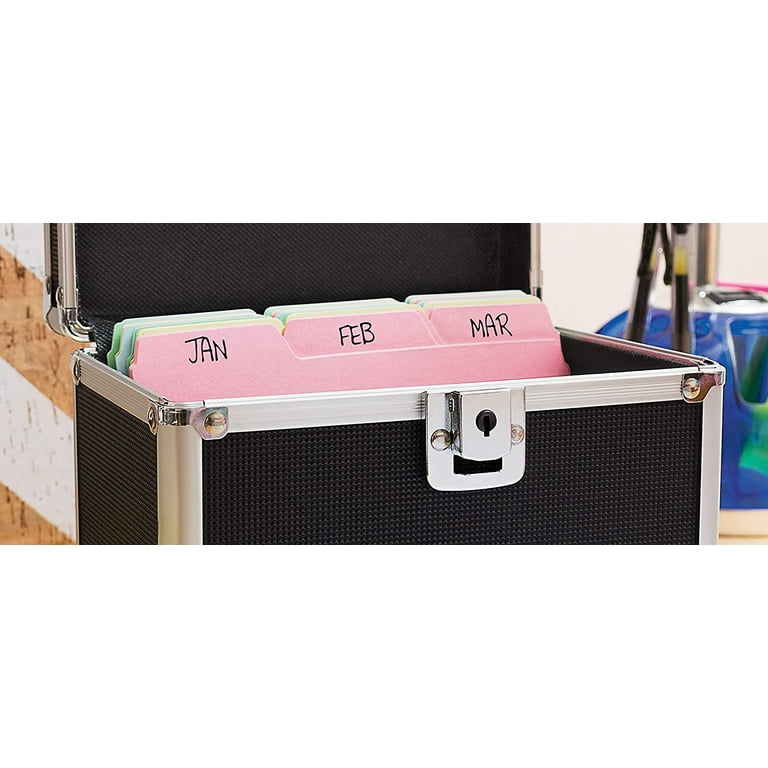 Locking Index Card File, Holds 550 5 x 8 Cards, 8.75 x 5.5 x 5.75, Black Locking Index Card File, Holds 550 5 x 8 Cards, 8.75 x 5.5 x 5.75, Black