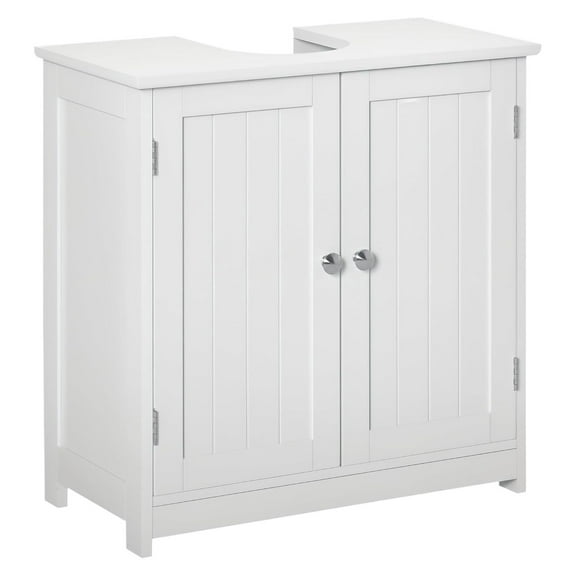 Pedestal Sink Storage Cabinet, Vanity Base Cabinet, Under Sink Bathroom Cabinet -Shape Cut-Out and Adjustable Internal Shelf, White