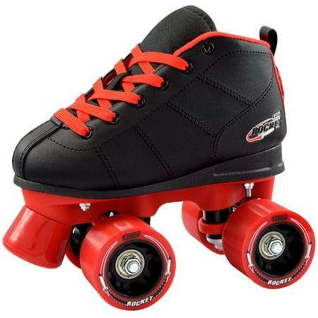 Crazy Skates Rocket Kids Roller Skates | A Great Beginner Skate with Supportive Fit and Smooth Braking | Black and