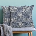 thumbnail image 2 of Boho Pillow Covers 18x18 Inch Set of 2, Vintage Navy Blue Carpet Pattern Decoration Throw Pillowcase Abstract Modern Print Linen Outdoor Farmhouse Cushion Cover for Sofa Couch Bed, 2 of 6