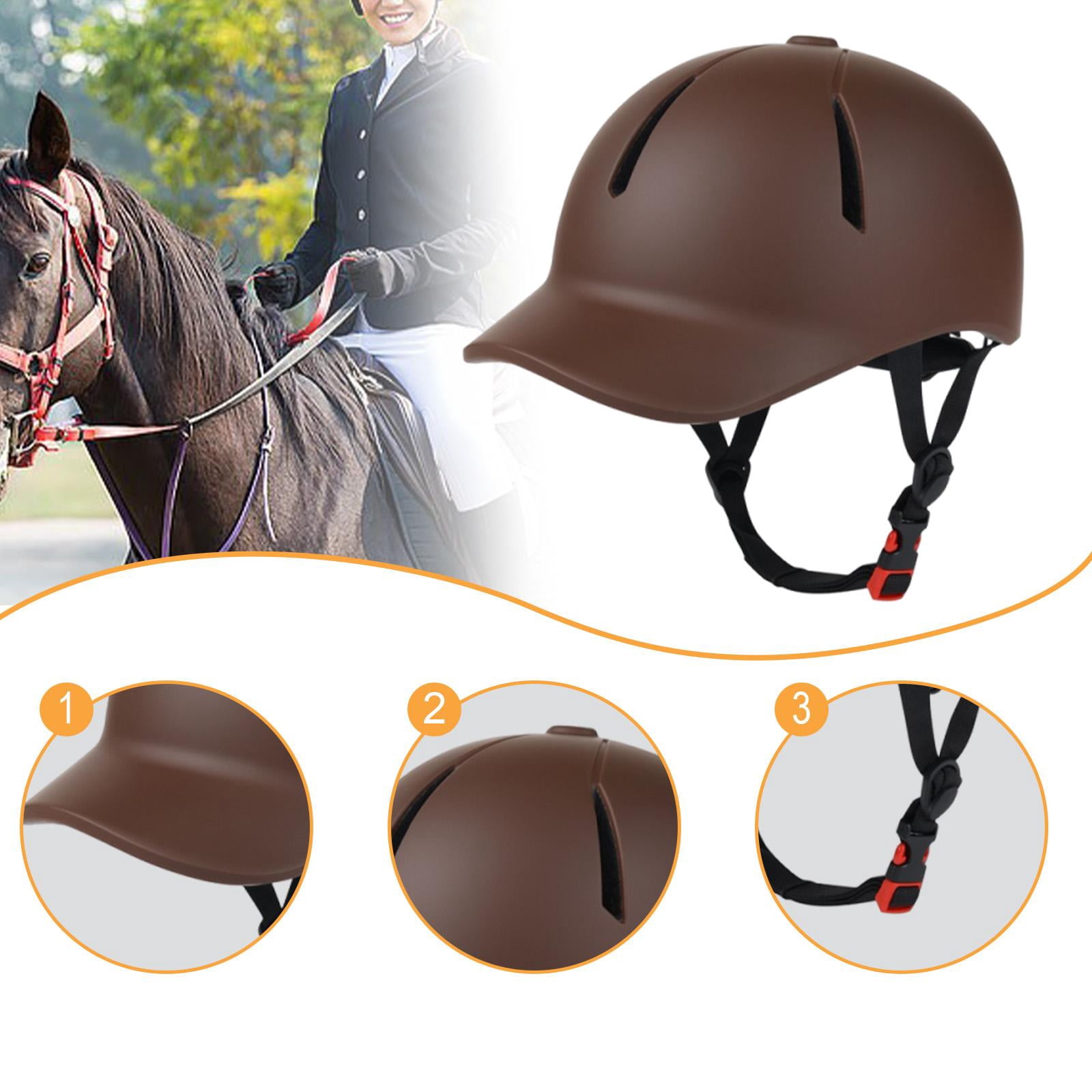 QSTDGVPW Equestrian Helmet Adjustable Riding Cap Breathable Lightweight Comfortable Horse coffee S