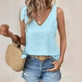 thumbnail image 2 of yillto Womens Summer Tops Ruffle Hem Sleeveless Tank V Neck Fashion Elegant Shirts Loose Blouse, 2 of 6