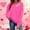 #055-Hot Pink, variant on Craaazy Women's Valentines Shirts Round Neck Love Hearted Printed Long Sleeved Tops Gifts