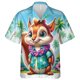 thumbnail image 3 of Camisa hawaiana con estampado de ardillas para hombre, camisas hawaianas con estampado de animales de dibujos animados en 3D, blusas casuales con solapa, blusas de manga corta para niños, 3 of 5