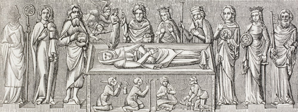 After The Bas-Relief On The Tomb Of Elisabeth Of Hungary 1207 - 1231 Princess Of Hungary And Catholic Saint From Military And Religious Life In The Middle Ages By Paul Lacroix Published London Circa 1