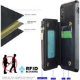 thumbnail image 3 of Wallet Case with Card Holder for iPhone 12 Pro Max,RFID Blocking Luxury PU Leather Kickstand Card Slots,Magnetic Clasp and Wrist Strap Zipper Pocket Flip Case for iPhone 12 Pro Max 6.7",Black, 3 of 7