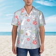 thumbnail image 2 of Daiia Bunny cartoon with easter Print Hawaiian Shirt for Men Gentle Cotton Regular Short Sleeve Casual,Large, 2 of 7