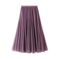 thumbnail image 6 of New New Long Mesh Skirt Women's Spring Autumn Winter High Waist Mid-Length Strappy Skirt A-Line Fairy Tulle Skirt Women's Skirt Women's Style-SoftRed-One Size, 6 of 7