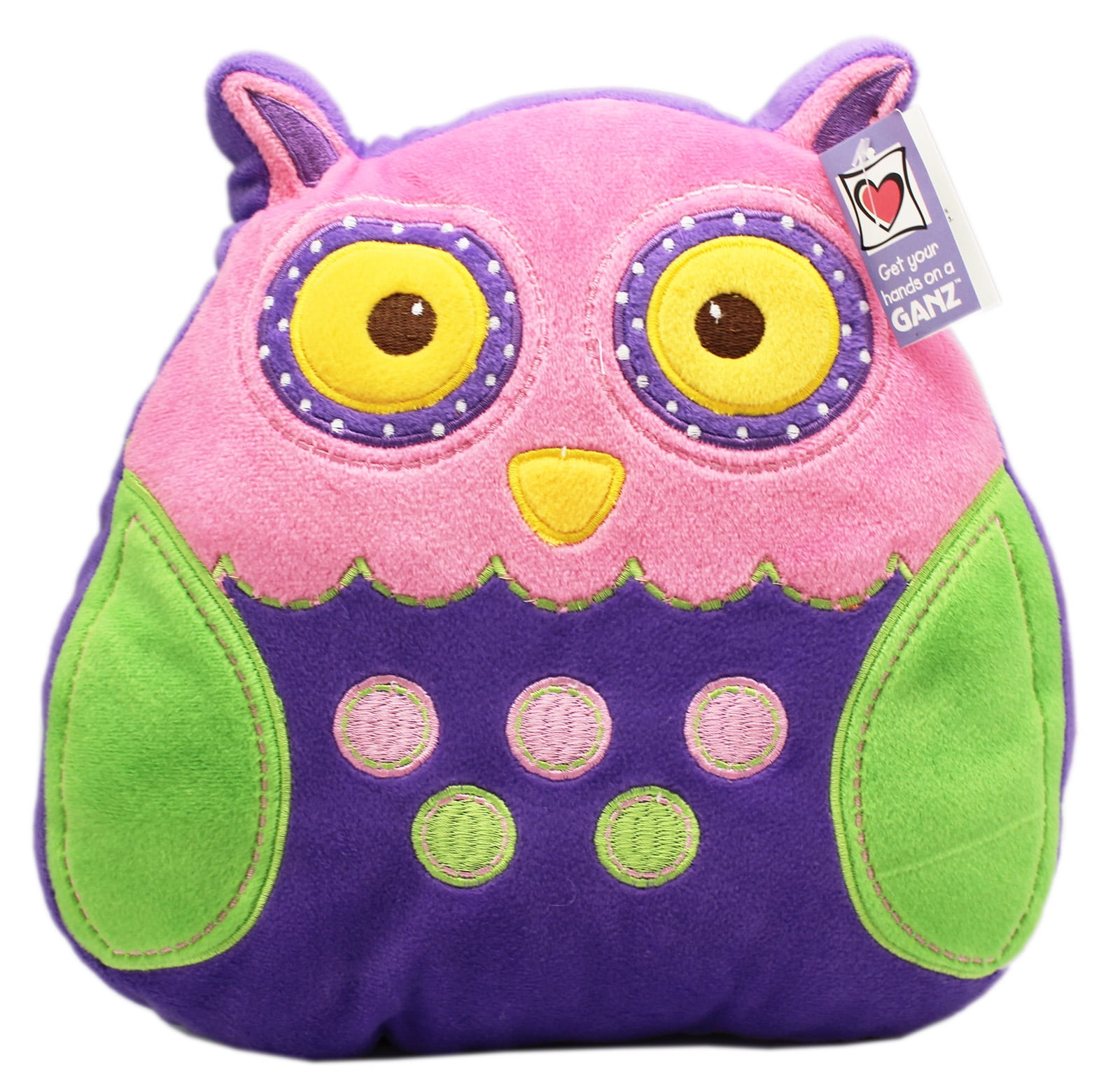 Ganz OWL Plush Pillow Green Blue Flora 
