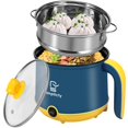 thumbnail image 3 of Stainless Steel Mini Electric Steam Cooker Non-stick Cooking Pan With Steel Steamer - 1.8 Liters, Multicolor, 600w Inner | Double Layered Body - 2 Power Setting Multi Cook Hot Pot For Pasta, 3 of 5