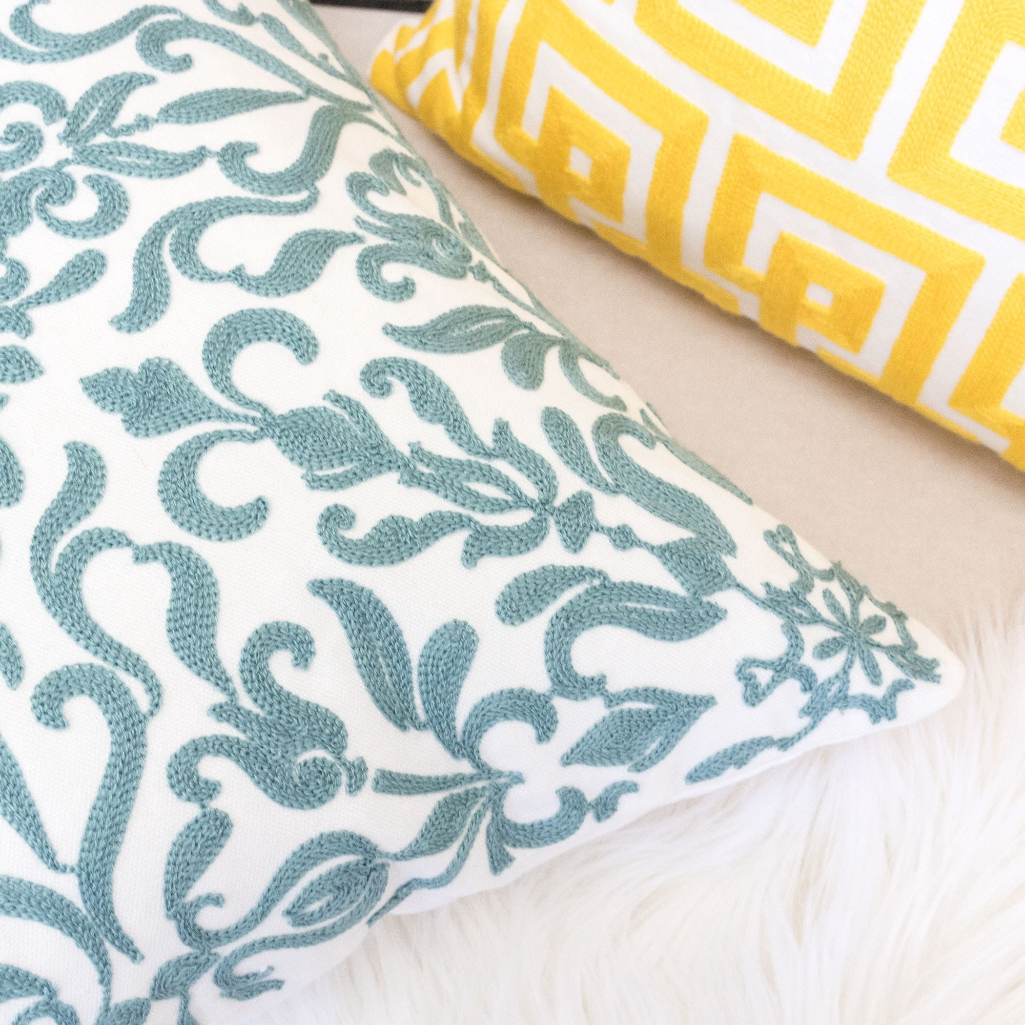 Kelsey Mint Abstract Polyester 18 in. x 18 in. Throw Pillow