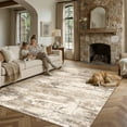 thumbnail image 3 of BERTHMEER 5'x7' Area Rugs for Living Room Bedroom Dining Room Abstract Contemporary Rugs Machine Washable Non-slip Rugs,Brown&Yellow, 3 of 11