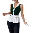 thumbnail image 2 of AUNVITO Women's Contrast Color Button V-Neck Pullover Sleeveless Vest Casual and Stylish, 2 of 3