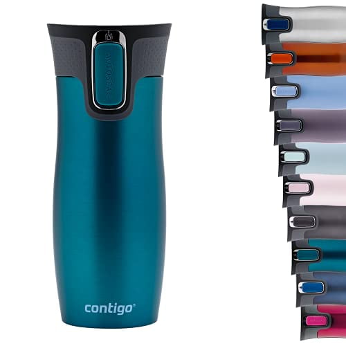 Contigo West Loop Autoseal Travel Mug, Stainless Steel Thermal Mug, Vacuum Flask, Leakproof Tumbler, Coffee Mug with BPA Free Easy-Clean Lid, 470 ml, Bay