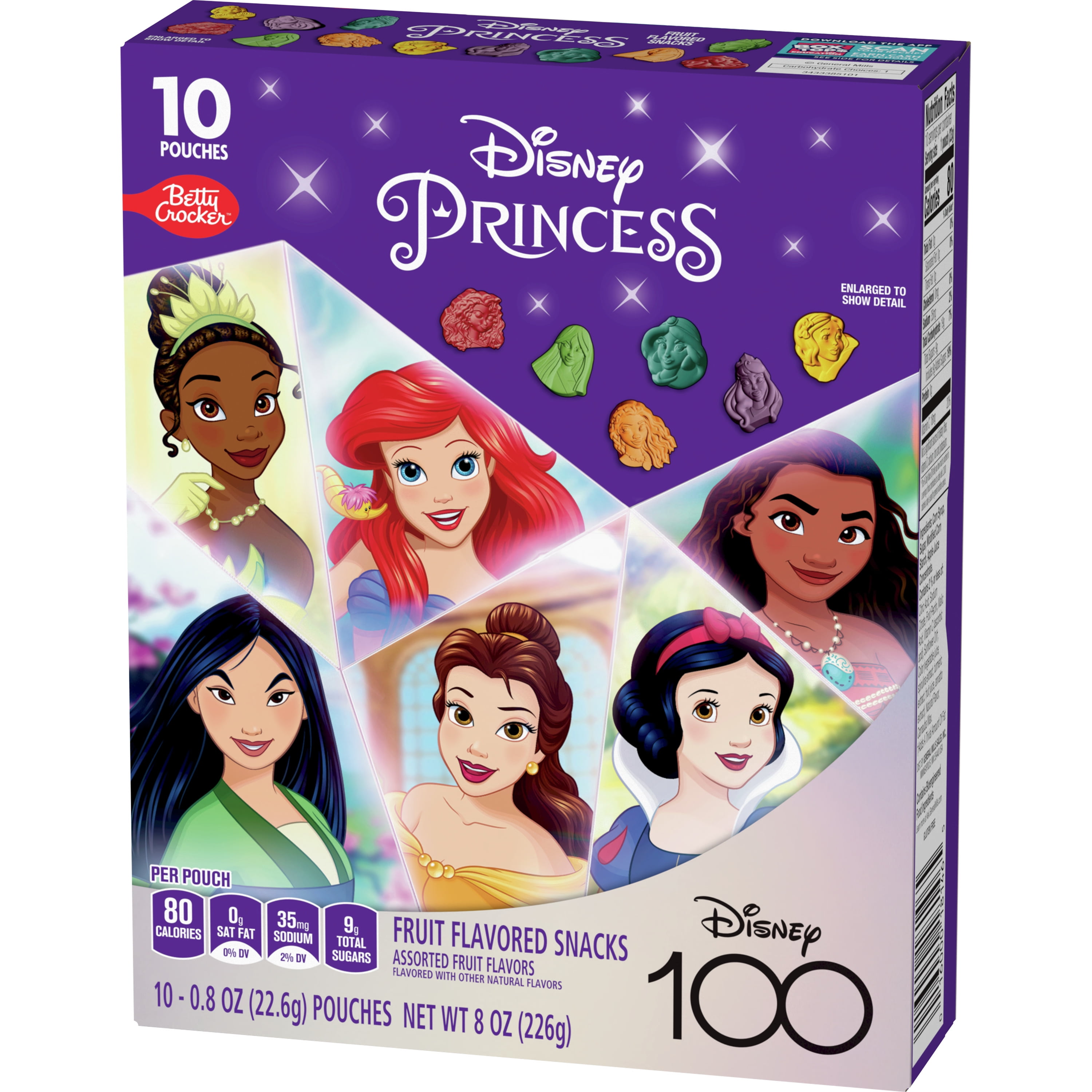 Disney Princess Fruit Flavored Snacks, Treat Pouches, Gluten Free Snack, 10 Ct, 8 oz