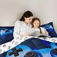 thumbnail image 5 of jejeloiu Teen Video Game Full Size Comforter Sets,Blue Gamepad Bedding Comforter Set,3D Geometric Plaid Bedding Sets For Boys,Ultra Soft Home Decor Reversible,3 Pieces, 5 of 8