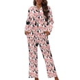 thumbnail image 4 of FOR U DESIGNS Heart Penguin Button Down Nightwear for Women 2 Piece Button Up Pajamas for Women Long Sleeve Sleepwear V-neck and Tops for Women Size XL Nightwear Pjs, 4 of 7