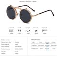 thumbnail image 5 of Vintage Steampunk Flip gafas de sol hombres Retro redondo Metal gafas de sol para dama círculo sombras gafas UV400, 5 of 5