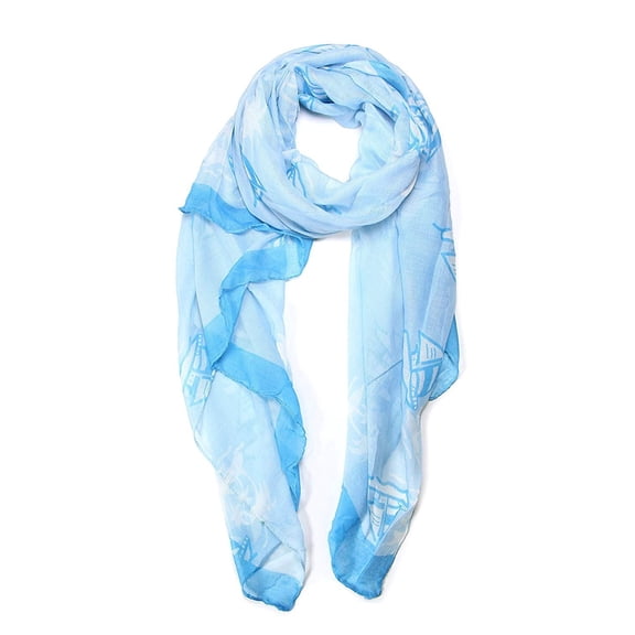 Women Spring Scarf, Nautical Sailboat Print Oblong Scarf, 38" x 71"