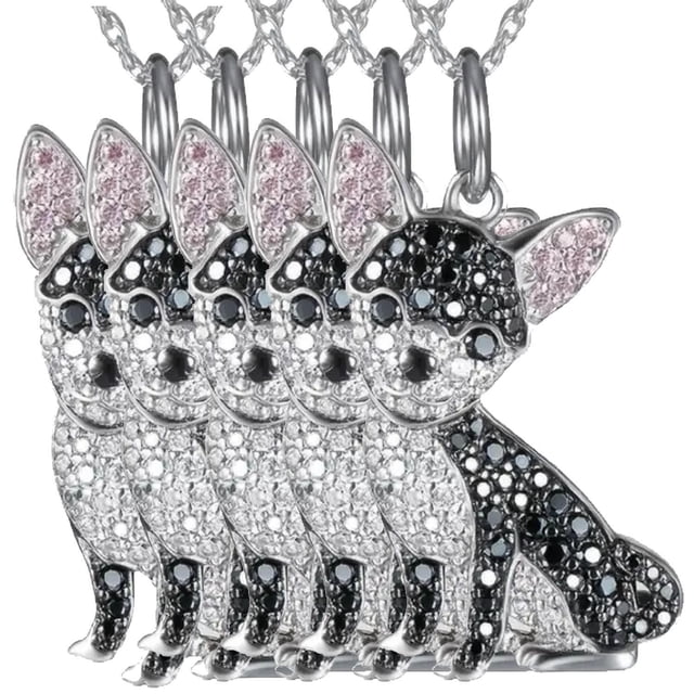 Cadenas y Dijes de de Chihuaha DogNeck03 5Pzas Chihuahua/Circonia Negro Metal Cadena y Dije. High Monaco MXNGK-005