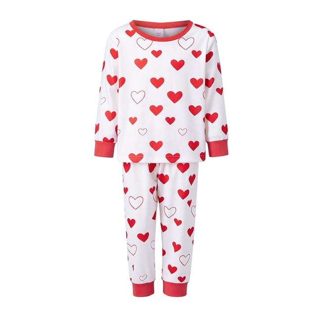 Argulvti Matching Valentine Pajamas for Family Long Sleeve Tops + Heart Pants Set Loungewear