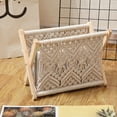 thumbnail image 2 of Nordic Cotton Woven Storage Basket Boho Macrame Magazine Rack Desktop Book Shelf Photo Prop, 2 of 10