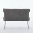 thumbnail image 6 of S-HOME Velvet Double Dining Loveseat Bench With Brushed Silver Stainless Steel Legs For Two Sitters, Gray, 6 of 16