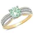 thumbnail image 2 of 1.27 ct Round Cut Simulated Green Diamond Solitaire with Accents Engagement Ring for Women in 18K Yellow/White Gold, 2 of 2