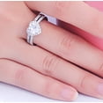 thumbnail image 3 of Women's Halo Heart Shaped CZ Wedding Ring Set Sterling Silver Sz 9, 3 of 5