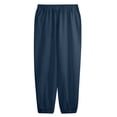 thumbnail image 5 of Men's Cotton Linen Jogger Pants Elastic Drawstring Waist Cuffed Ankle Relaxed Fit Lightweight Breathable Beach Lounge Sweatpants Navy 2XL, 5 of 5