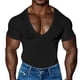 thumbnail image 2 of pstuiky camisetas de hombre, Pijama deportivo de verano para hombre, camiseta informal de manga corta con cuello en V y cremallera ropa de hombre l, 2 of 3