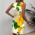 thumbnail image 4 of longantii Hawaii Dress for Women Tropical Print Sleeveless Tank Dress Trendy Round Neck Tunic Cover Ups Party Mini Dress 2026 Summer Yellow 2XL, 4 of 4