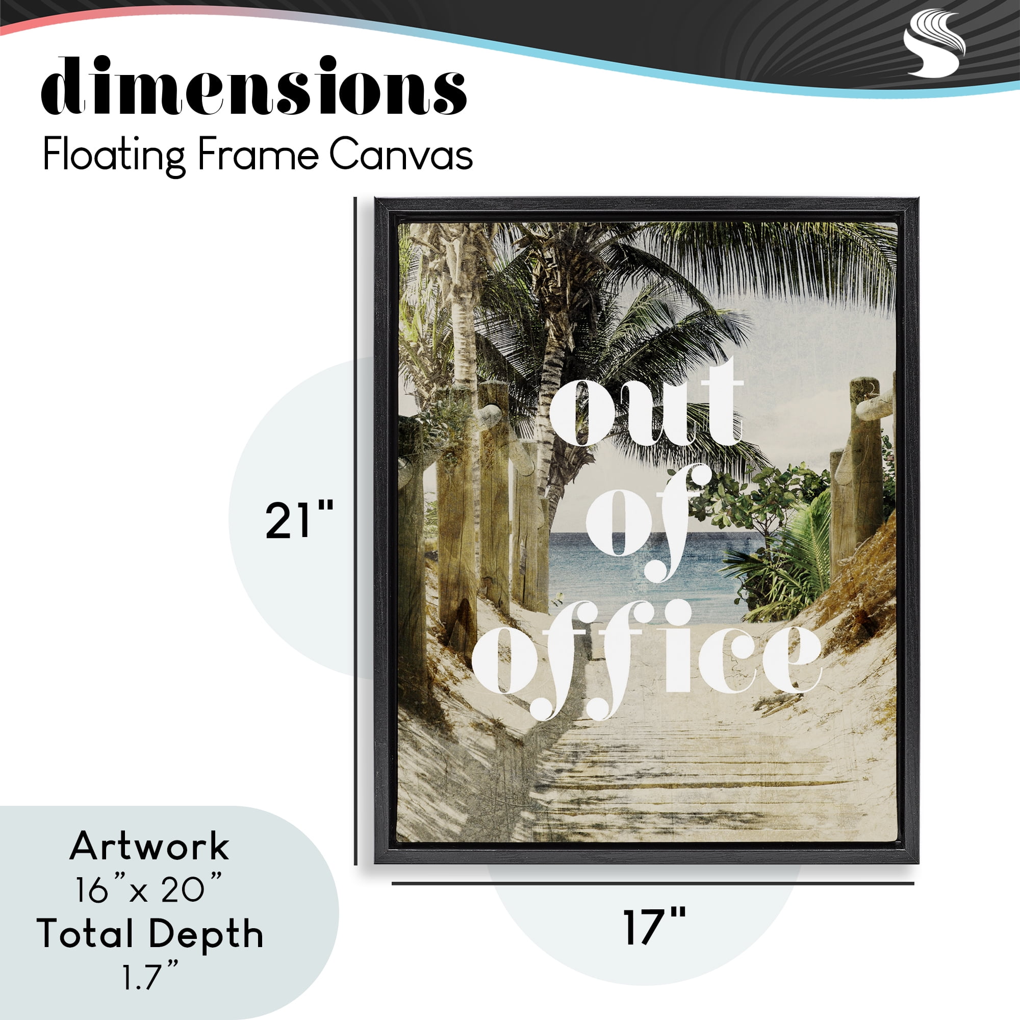 Out of Office Beach Path Black Framed Floater Canvas Wall Art, design by Lil' Rue