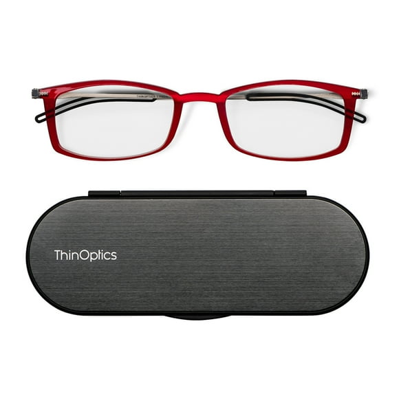 ThinOptics FrontPage collection - Brooklyn Red 2.0 Glasses with Milano Black Case