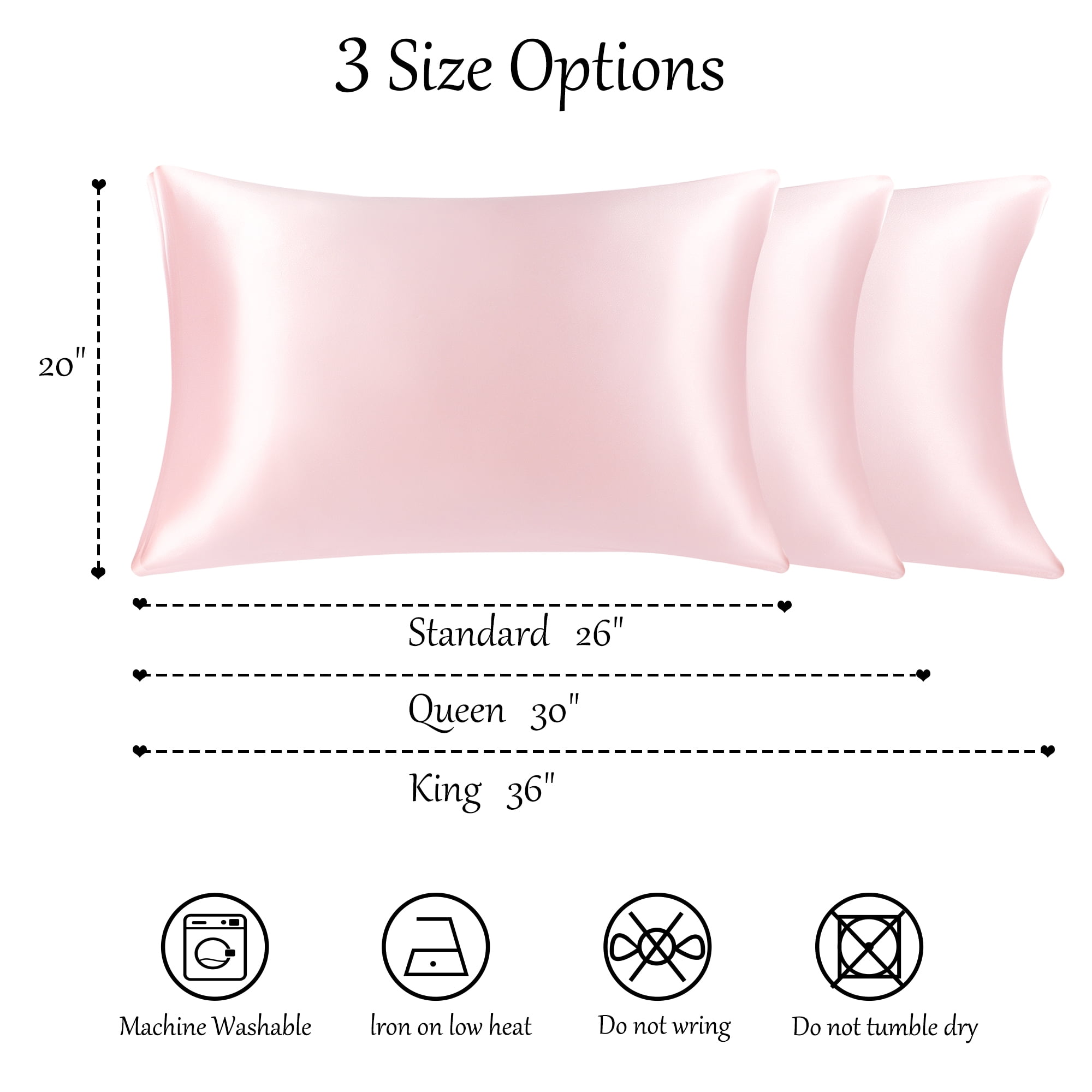 PiccoCasa 1 Pack 19mm Silk Pillowcase for Hair and Skin with Zipper Standard Pink
