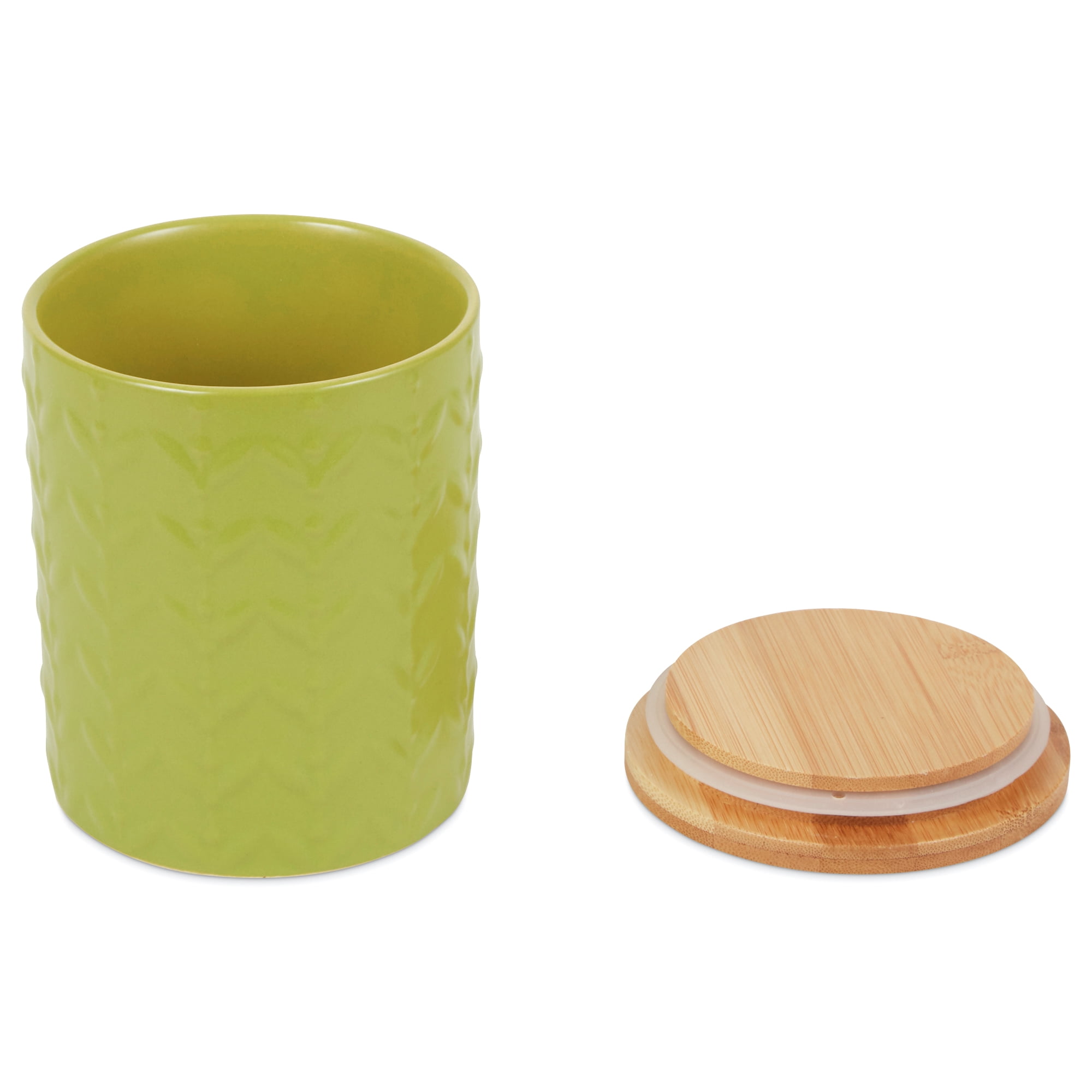 Avocado Matte Retro Vine Texture Ceramic Canister (Set of 3)